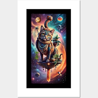 Tropical Island Galaxy Cat Posters and Art